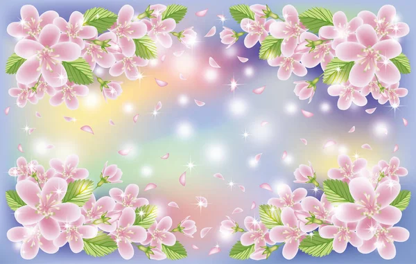 Spring floral sakura background, vector illustration — Stock Vector