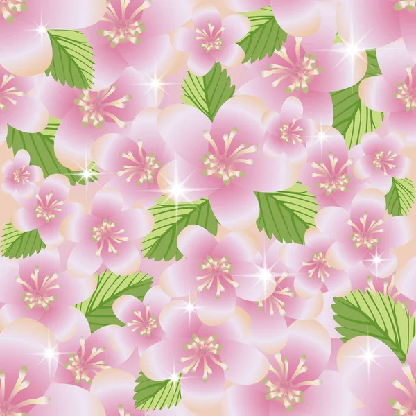 Frühling florale Sakura nahtlose Muster, Vektorillustration — Stockvektor