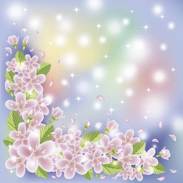 Spring floral sakura wallpaper, vector illustration — Stock Vector