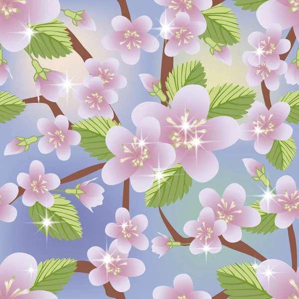 Spring floral sakura seamless background, vector illustration — Stock Vector