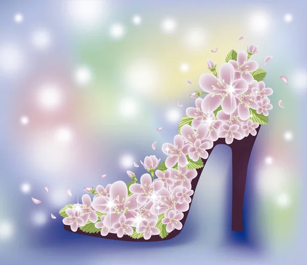 Primavera sakura scarpe carta da parati, illustrazione vettoriale — Vettoriale Stock