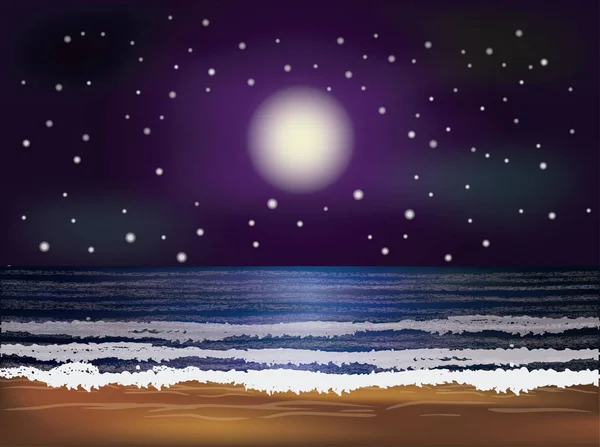Fondo de pantalla de mar de noche, vector de ilustración — Vector de stock