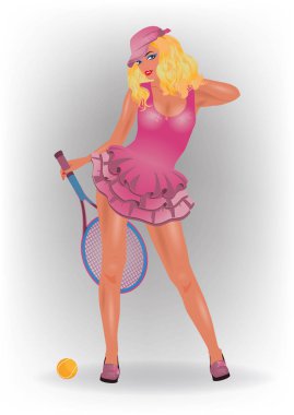 Güzel kadın tenisçi, vektör çizim
