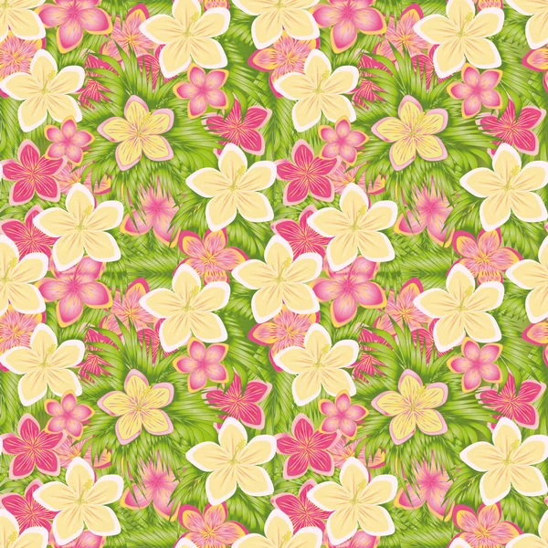 Patrón sin costura floral tropical, ilustración vectorial — Vector de stock