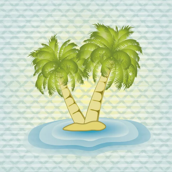 Summer card with palm tree, vector illustration — Stock Vector