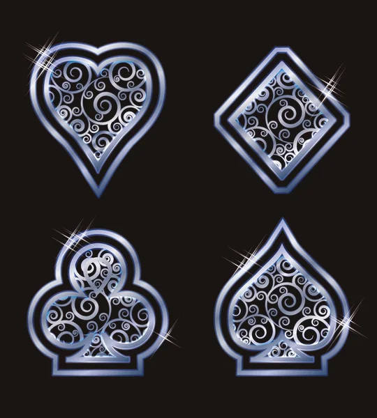 Casino Poker card symbols, vector illustration — Stock Vector