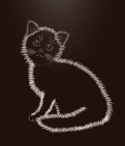 Pequeño gatito tarjeta en blanco y negro, ilustración vectorial — Archivo Imágenes Vectoriales