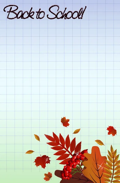 Retour à l'école avec des feuilles, illustration vectorielle — Image vectorielle