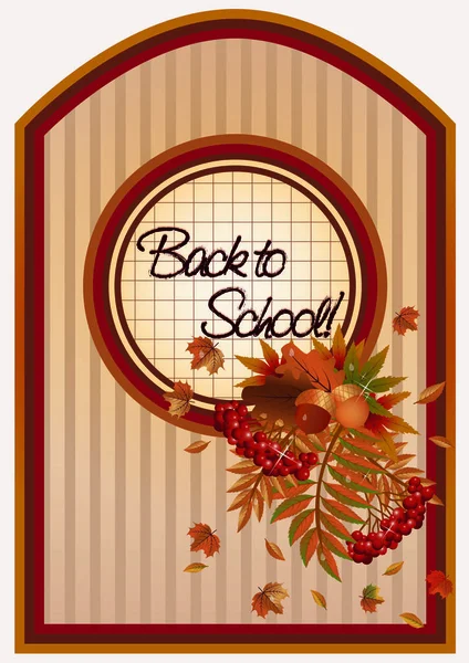 Back to school autumn  card with a leafs, vector illustration — Stock Vector