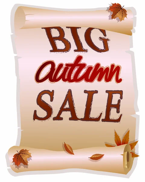Big autumn sale card in vintage style, vector illustration — Stock Vector