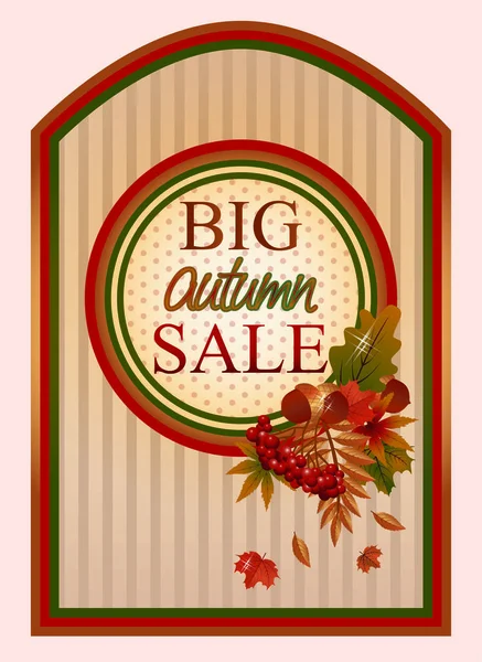 Big autumn sale background vintage style, vector illustration — Stock Vector