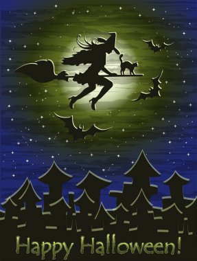 Mutlu Cadılar Bayramı duvar kağıdı, vektör çizim