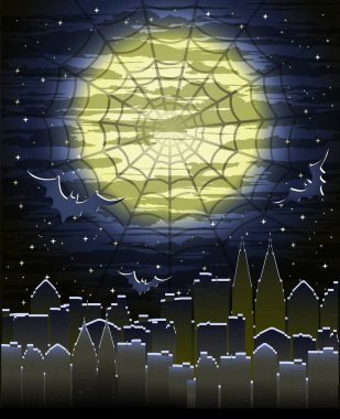 Mutlu Halloween korku arka plan, vektör çizim