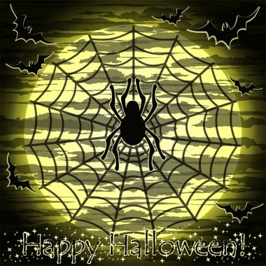 Mutlu Cadılar Bayramı kartı örümcek, vektör çizim ile