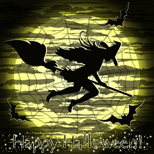 Feliz tarjeta de Halloween con bruja sexy, ilustración vectorial — Archivo Imágenes Vectoriales