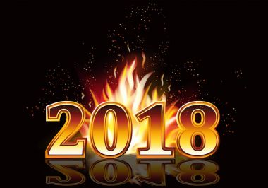 Yeni yıl 2018 ateş davetiye, vektör çizim