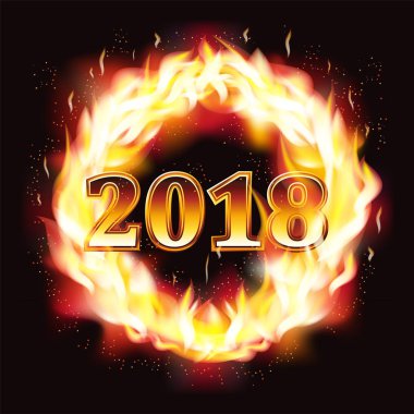 Yeni yıl 2018 ateş duvar kağıdı, vektör çizim