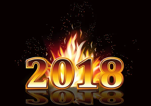 Nouvel an 2018 carte d'invitation au feu, illustration vectorielle — Image vectorielle