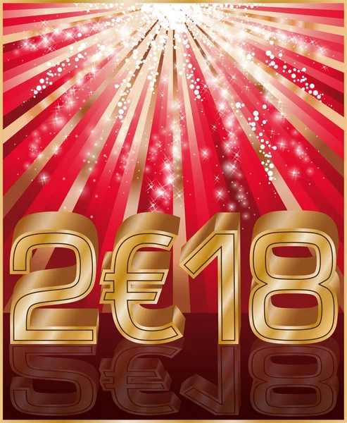 Mutlu yeni 2018 yıl euro altın afiş, vektör çizim