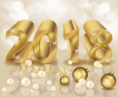 Yeni 2018 altın yıl, duvar kağıdı, illüstrasyon vektör
