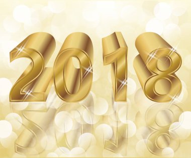 Mutlu yeni 2018 yıl altın kartı, vektör çizim