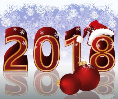 Yeni 2018 yıl davetiye, vektör çizim