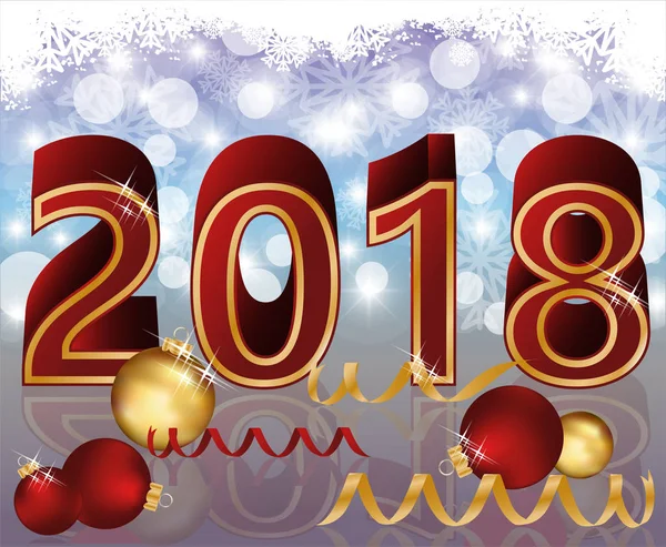 Nuovo anno 2018 carta da parati dorata, illustrazione vettoriale — Vettoriale Stock