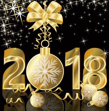 Yeni 2018 yıl altın wallapper, vektör çizim