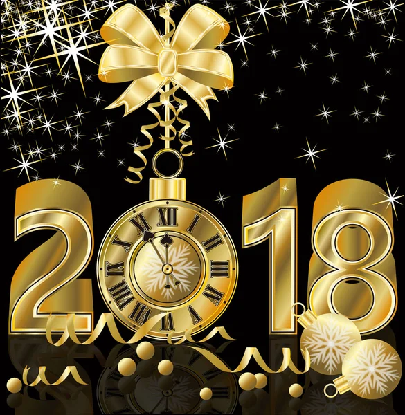 Nowy Rok 2018 złote pocztówka, ilustracji wektorowych — Wektor stockowy
