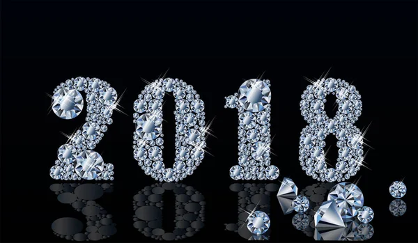 Fondo de diamante Feliz Año Nuevo 2018, ilustración vectorial — Vector de stock