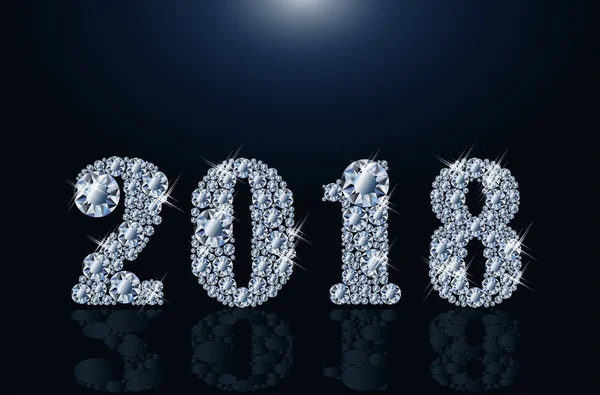 Diamant frohes neues Jahr 2018, Vektorillustration — Stockvektor