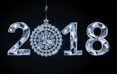 Yeni 2018 yıl arka plan, vektör çizim elmas