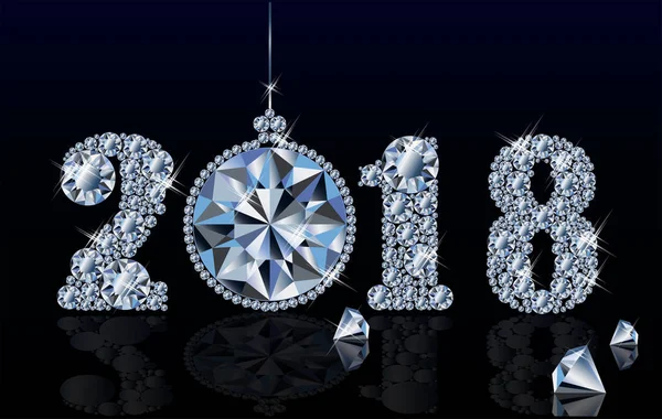 Nuevo año de diamante 2018, ilustración vectorial — Vector de stock