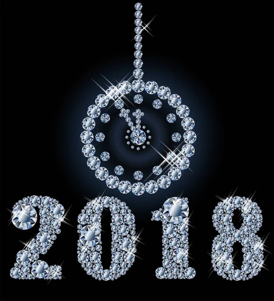 Yeni 2018 yıl saat arka plan elmas, illüstrasyon vektör
