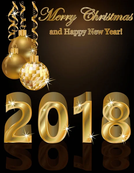 Bonne année 2018 papier peint d'accueil doré, illustration vectorielle — Image vectorielle