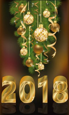 Altın yeni 2018 yıl afiş, vektör çizim