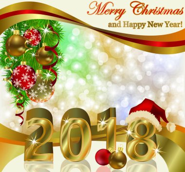 Mutlu yeni 2018 altın yıl duvar kağıdı, vektör çizim