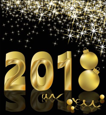 Mutlu yeni 2018 yıl altın kartı, vektör çizim