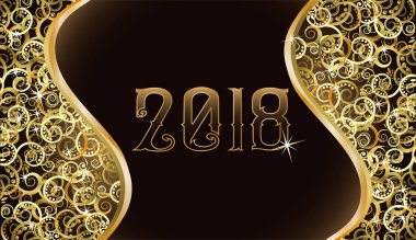 Neşeli Noel ve mutlu yeni yıl 2018, illüstrasyon vektör