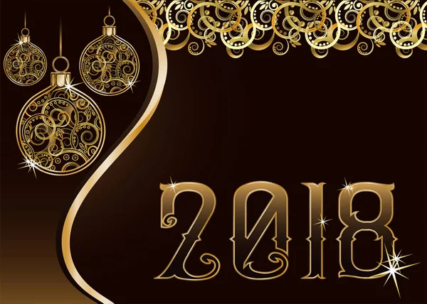 Buon Natale e felice anno nuovo 2018 banner, illustrazione vettoriale — Vettoriale Stock