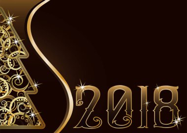 Neşeli Noel ve mutlu yeni 2018 yıl duvar kağıdı, vektör çizim