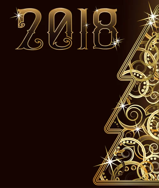 С Новым годом, золотая открытка 2018 года, векторная иллюстрация — стоковый вектор