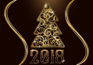 Neşeli Noel ve mutlu yeni yıl 2018, illüstrasyon vektör