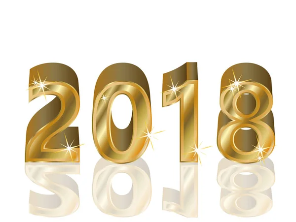 Felice anno nuovo d'oro 2018, illustrazione vettoriale — Vettoriale Stock