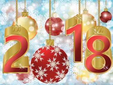 Mutlu yeni 2018 yıl altın kartı, vektör çizim