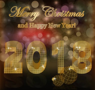 Yeni 2018 altın yıl duvar kağıdı, vektör çizim