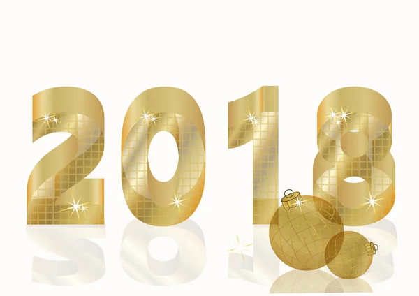 Nuovo anno d'oro 2018, illustrazione vettoriale — Vettoriale Stock