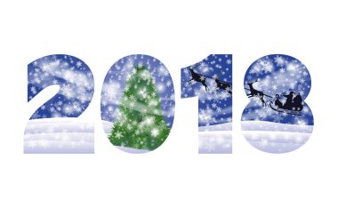 Mutlu 2018 yılbaşı tebrik kartı, vektör çizim