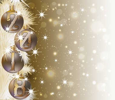 Neşeli Noel ve mutlu yeni yıl 2018 davetiye, vektör çizim