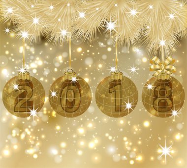 Yeni 2018 yıl davetiye, vektör çizim